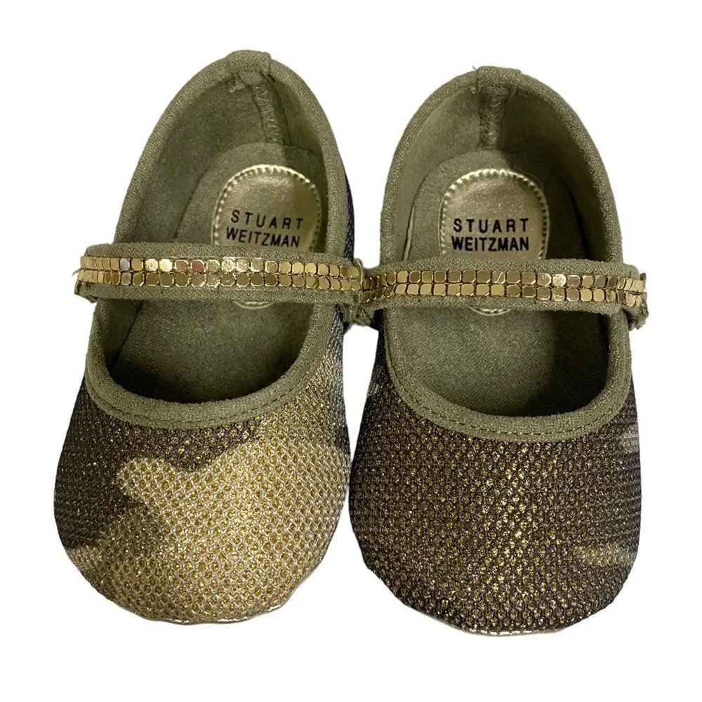 Stuart Weitzman My First Weitmans Girl's Camo Baby Shoes Sz 4 9M-12M